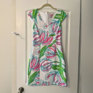 Lilly Pulitzer Desiree Dress Resort White Ring The Bellboy Tulip Print